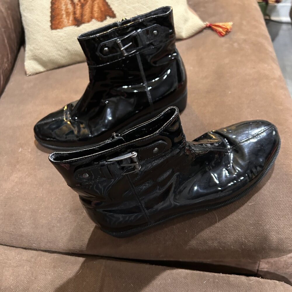 Nike Air Black Patent Leather Booties Ladies Size 9 - Picture 4 of 8